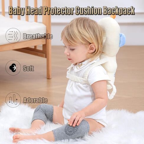 Baby Head Protector Backpack with 3 Knee Pads for Walking,Astronauts | Soft Cotton,Comfortable and Breathable,Adjustable Plush Straps,Head Protection for Baby Walking and Crawling in Kuwait