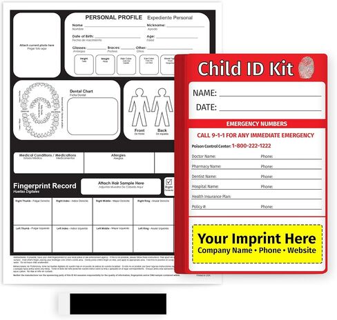 ZOCO – Child ID Kits (5-Pack) – Identification Cards for Kids with Fingerprint Ink Strip – Emergency Safety Kit for Parents Schools Daycare Travel – Missing Child Preparedness – Made in USA in Kuwait