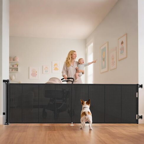 Miumoon 120 inch Reinforced Retractable Baby Gates 34 inch Tall | Retractable Dog Gate with No Crawl Through Reinforced Strip, 10 FT Extra Long Baby Gate, Retractable Gate for Indoor/Outdoor in Saudi Arabia