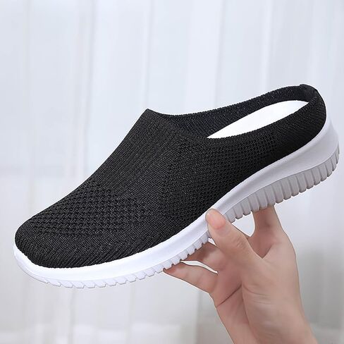 Women’s Breathable Knit Slip-On Walking Shoes Backless Sneakers Mule Tennis Shoes for Women Breathable Lightweight Non Slip Closed-Toe Slide Slippers in Kuwait