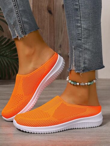Women’s Breathable Knit Slip-On Walking Shoes Backless Sneakers Mule Tennis Shoes for Women Breathable Lightweight Non Slip Closed-Toe Slide Slippers in Kuwait