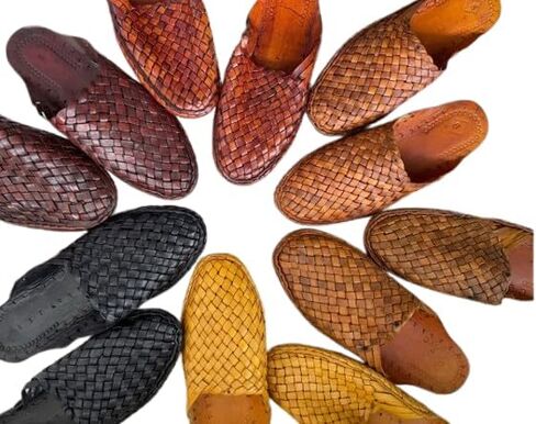 Dark Brown Woven Mules for Women – Vintage-Style Braided Slip-Ons, Chic Boho Flats, Handcrafted Leather Mules with Woven Details in Kuwait