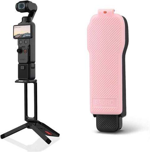 BRDRC Magnetic Tripod Mount & Flip Cover Case for DJI OSMO Pocket 3, Foldable Mantis Hook 1/4 Arca Bracket, Gimbal Protective Lens Cap Holds 3 Filters for Creator Combo Accessories Pink in Kuwait