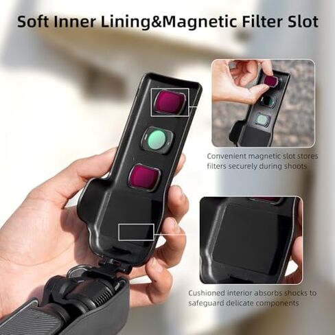 BRDRC Magnetic Tripod Mount & Flip Cover Case for DJI OSMO Pocket 3, Foldable Mantis Hook 1/4 Arca Bracket, Gimbal Protective Lens Cap Holds 3 Filters for Creator Combo Accessories Pink in Kuwait