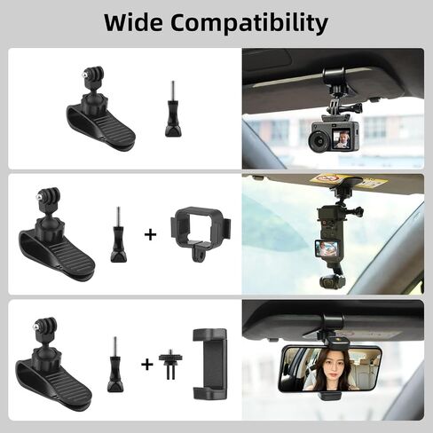 BRDRC Car Visor Mount & Cover Case for DJI Osmo Pocket 3, 360° Car Vlog Kit with Safety Strap & Phone Clip, Pink Gimbal Flip Protective Cap Lens Protector Holds 3 Filters in Kuwait