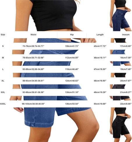 Nantdog Womens Bermuda Jean Shorts High Waisted Tummy Control Stretchy Pull On Denim Pants Knee Length Jorts with Pockets in Kuwait