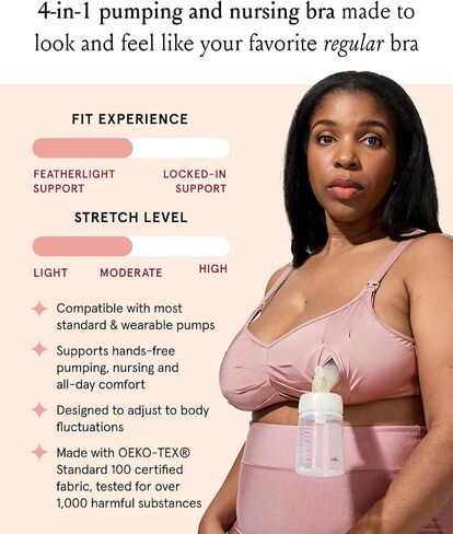 Bodily Do Anything Nursing Bra for Breastfeeding & Hands-Free Pumping, S | Wireless Pumping Bra, Adjustable Maternity Bra, One Handed Clip-Down Access, Made with OEKO-TEX Standard 100 Certified Fabric in Kuwait