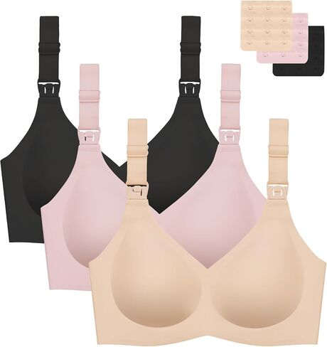 Gailife 3 Pack Nursing Bras for Breastfeeding Seamless Wireless V Neck Maternity Bras for Pregnancy Breathable Sleep Bralette in Kuwait