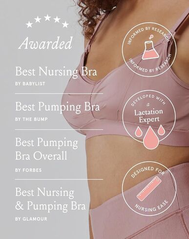 Bodily Do Anything Nursing Bra for Breastfeeding & Hands-Free Pumping, S | Wireless Pumping Bra, Adjustable Maternity Bra, One Handed Clip-Down Access, Made with OEKO-TEX Standard 100 Certified Fabric in Kuwait