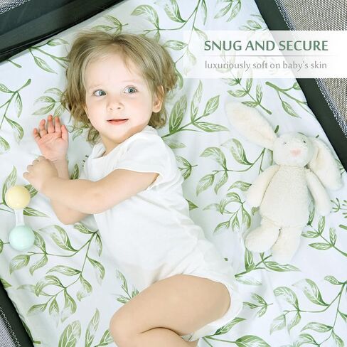 TCBunny 2 Pack Premium Fitted Baby 38X26 Mini Crib Sheets, Pack N Play Bassinet Sheets - Ultra-Soft 100% Cotton, Stylish Rabbit, and Garden Pattern, Safe and Snug for Baby in Saudi Arabia