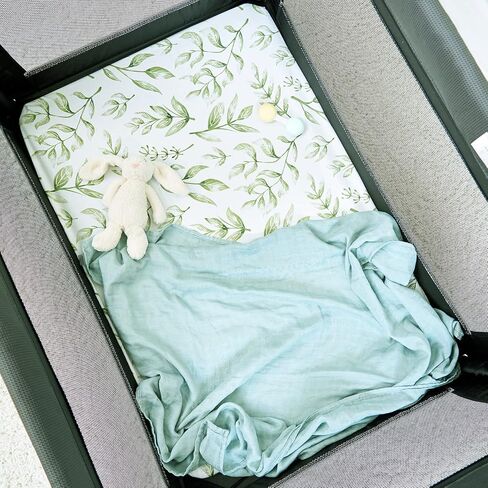 TCBunny 2 Pack Premium Fitted Baby 38X26 Mini Crib Sheets, Pack N Play Bassinet Sheets - Ultra-Soft 100% Cotton, Stylish Rabbit, and Garden Pattern, Safe and Snug for Baby in Saudi Arabia