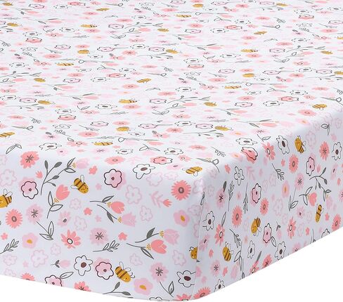 Lambs & Ivy Coquette Bows Aesthetic Pink Cotton Baby Fitted Crib Sheet | 100% Breathable Cotton; Fits Standard Crib/Toddler Mattress Measuring 52" x 28" - Machine Washable in Kuwait