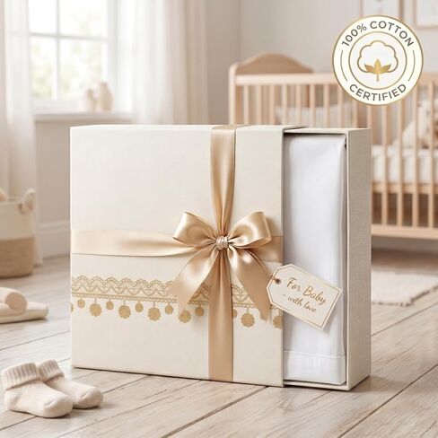 Baby Crib Skirt 100% Cotton Pleated Dust Ruffle for Unisex Baby Boys or Girls Soft Breathable Nursery Crib Toddler Standard Bedding Skirt 28" x 52" with 14" Drop (White) in Kuwait