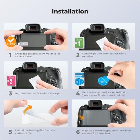 K&F CONCEPT Screen Protector Compatible with Canon EOS R6 II/R6/R7 Camera | Ultra Clear Tempered Glass Screen Protector Anti Scratch Bubble Free Ultra Resistant PF18 in Kuwait