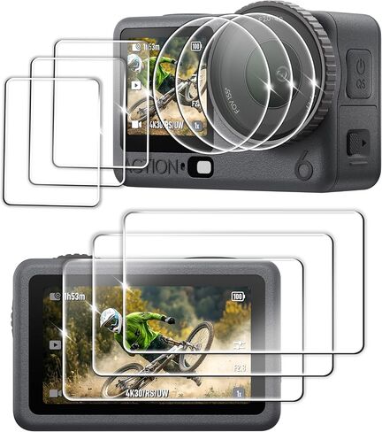 FiTSTILL Tempered Glass Screen Protector with Silicone Lens Cap for DJI Osmo Action 4,Ultra HD 9H Hardness,Scratch Resistant Bubble Free Action 4 Accessories in Kuwait