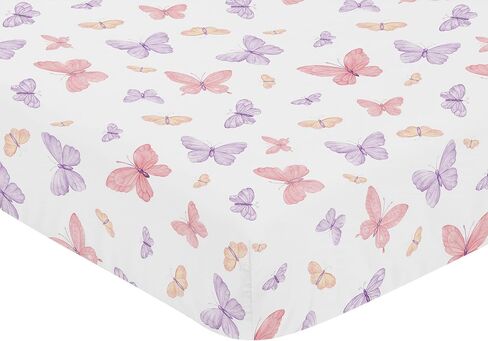 Sweet Jojo Designs Fitted Baby Crib Sheets (Pink and Purple Shabby Chic Butterfly) for Girls, Infant Nursery, Toddler Room - Standard Size (Colorful, Pastel, Lilac, Watercolor, Butterflies Pattern) in Kuwait