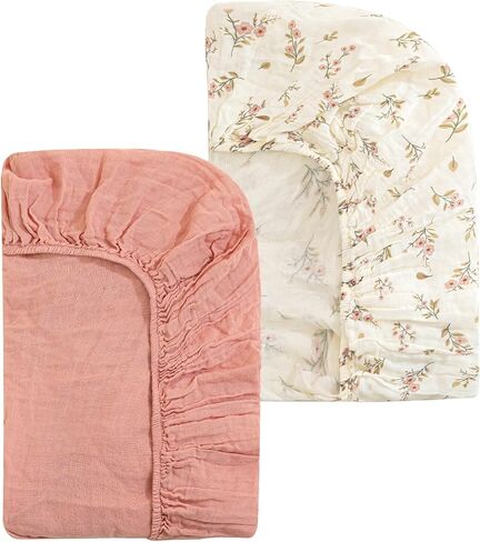 2 Pack Muslin Crib Sheets for Boys Girls 52"x28", Organic Cotton Fitted Baby Crib Sheet Soft and Breathable for Standard Crib Mattress & Toddler Mattress Bedding Set in Kuwait