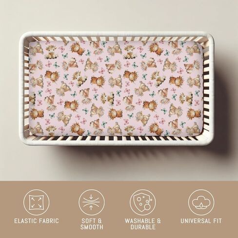 Baby Highland Cow Floral Crib Sheets for Boy Girl Boho Cows Flowers Butterflies Soft Snug Fitted Crib Mattress Covers for 52''x28'' Standard Crib & Toddler Mattress Western Farm Animal Bed Sheets in Kuwait