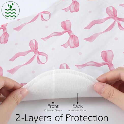 4 Pack Pink Bow Baby Burp Cloths Soft Absorbent Spit up Rags Cherry Burp Cloths Pink Burping rag for Boy Girl Newborn Gifts Nursery Decor, 19 x 9 Inches in Kuwait