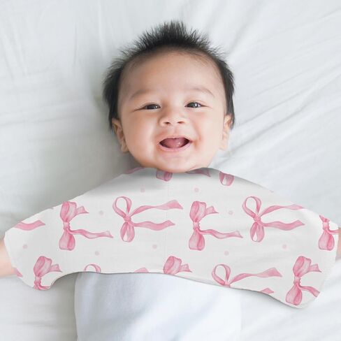 4 Pack Pink Bow Baby Burp Cloths Soft Absorbent Spit up Rags Cherry Burp Cloths Pink Burping rag for Boy Girl Newborn Gifts Nursery Decor, 19 x 9 Inches in Kuwait