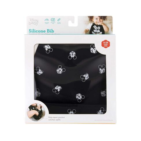 Bumkins Disney Bibs, Silicone Pocket for Babies, Baby Bib for Girl or Boy, for 6-24 Months Up to Toddler, Essential Must Have for Eating, Feeding, Baby Led Weaning Supplies, Mess Saving, Mickey Mouse in Kuwait