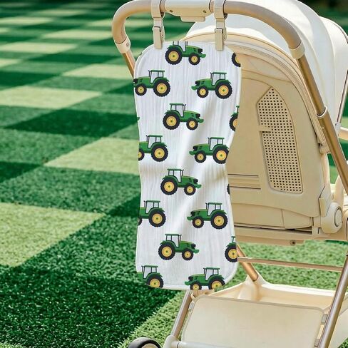 5 Pack Tractor Baby Burp Cloths for Boys Girls, Soft Cotton Large Burp Rags for Newborns, Super Absorbent Spit-Up Cloths, Green Tractor and Corn Farm Theme Design, Nursery Feeding Gift Set in Kuwait
