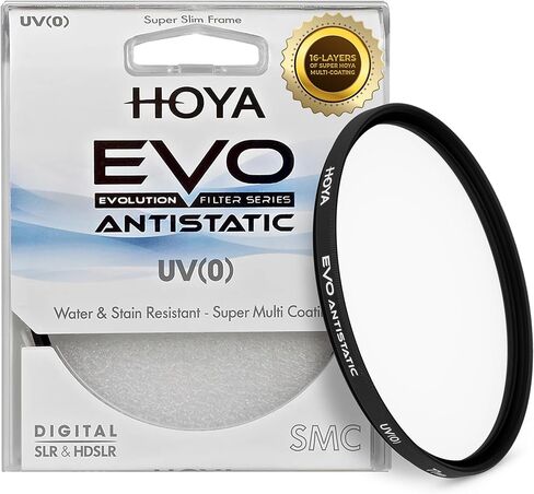 Hoya EVO Antistatic 105mm UV Filter — Camera Filters with 16-Layer SMC Coating, 5mm Thick, UV Optical Glass for Superior Resolution - Dust, Stain & Scratch-Resistant for Clear & Distortion-Free Images in Kuwait