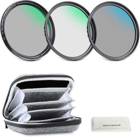 NEEWER 37mm UV/CPL/ND Lens Filter Kit with Hard Shell Storage Case, Multicoated Optical Glass & Aluminum Alloy Frame, UV + Circular Polarizer (CPL) + Neutral Density (ND4) Filter for Camera Lens in Kuwait