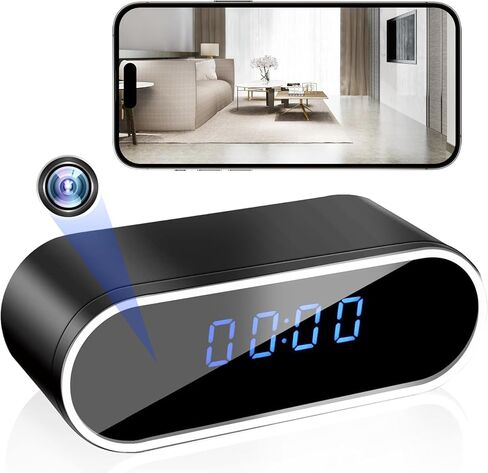 Smart Clock Camera, WiFi HD 1080P Wireless Mini Camera with Night Vision, Motion Detection, and Remote Viewing, Nanny Cam for Baby/Elder/Pet Care in Kuwait