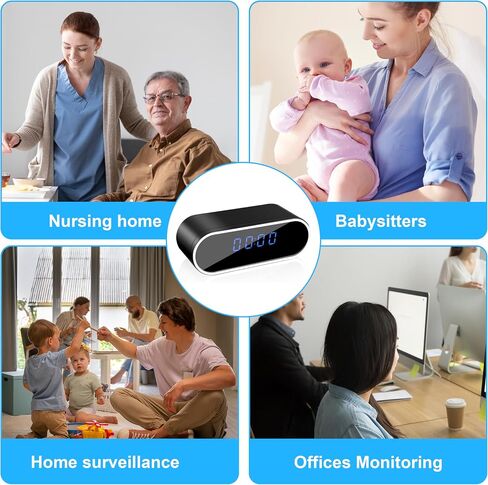 Smart Clock Camera, WiFi HD 1080P Wireless Mini Camera with Night Vision, Motion Detection, and Remote Viewing, Nanny Cam for Baby/Elder/Pet Care in Kuwait