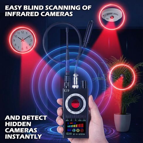 Hidden Camera Detector Spy Camera Finder with Full Guide eBook, RF Detector for GPS Tracker, Bug, Listening Devices, Radio Frequency & Microphone, RF Scanner for Hotel, Office, Home Travel Privacy in Kuwait