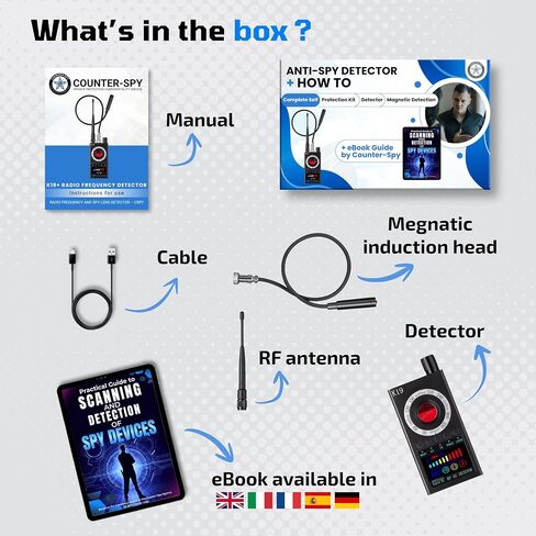 Hidden Camera Detector Spy Camera Finder with Full Guide eBook, RF Detector for GPS Tracker, Bug, Listening Devices, Radio Frequency & Microphone, RF Scanner for Hotel, Office, Home Travel Privacy in Kuwait