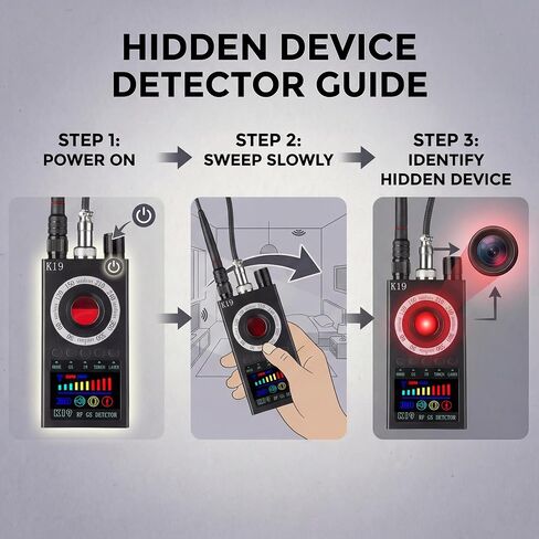 Hidden Camera Detector Spy Camera Finder with Full Guide eBook, RF Detector for GPS Tracker, Bug, Listening Devices, Radio Frequency & Microphone, RF Scanner for Hotel, Office, Home Travel Privacy in Kuwait