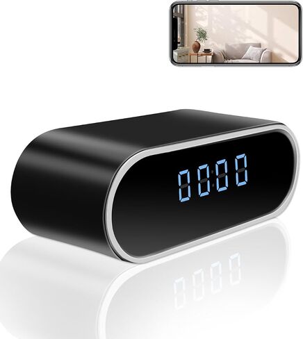 Hidden Camera Clock 1080P WiFi Indoor Security Camera Clock No Audio | Wireless Nanny Cam with Night Vision/Motion Detection Secret Cameras for Home Office Surveillance in Kuwait