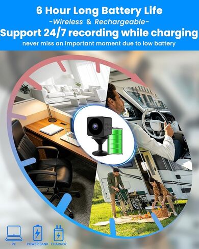 UCOCARE No WiFi Security Camera, 4K Mini Spy Camera, Works with or Without WiFi, Wireless Indoor Outdoor Small Cameras with Night Vision, Motion Detection, Multiple Mounts, Hidden Camera for Home Pet in Kuwait