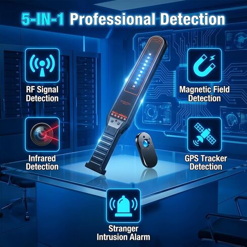 Hidden Camera Detector & GPS Tracker Finder – RF Signal Scanner with Magnetic Field Detection, Infrared Camera Lens Finder, Stranger Intrusion Alarm, Portable Anti Spy Device for Home, Hotel & Travel in Kuwait