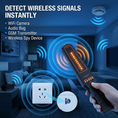 Hidden Camera Detector & GPS Tracker Finder – RF Signal Scanner with Magnetic Field Detection, Infrared Camera Lens Finder, Stranger Intrusion Alarm, Portable Anti Spy Device for Home, Hotel & Travel in Kuwait