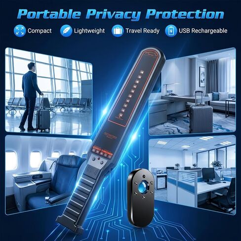 Hidden Camera Detector & GPS Tracker Finder – RF Signal Scanner with Magnetic Field Detection, Infrared Camera Lens Finder, Stranger Intrusion Alarm, Portable Anti Spy Device for Home, Hotel & Travel in Kuwait