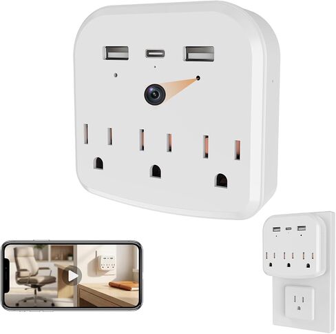 1080P Mini Hidden Wall Outlet Camera, Wireless WiFi Smart Home Monitor & Indoor Nanny Cam for Baby, Pet & Elderly Care, Plug-in Camera with Motion Detection, Real-Time View & Free Memory Card in Kuwait