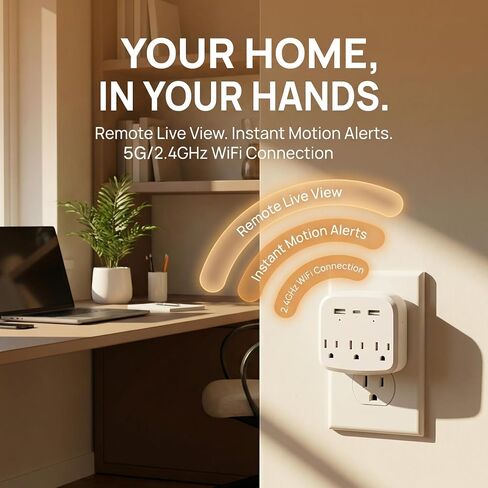 1080P Mini Hidden Wall Outlet Camera, Wireless WiFi Smart Home Monitor & Indoor Nanny Cam for Baby, Pet & Elderly Care, Plug-in Camera with Motion Detection, Real-Time View & Free Memory Card in Kuwait