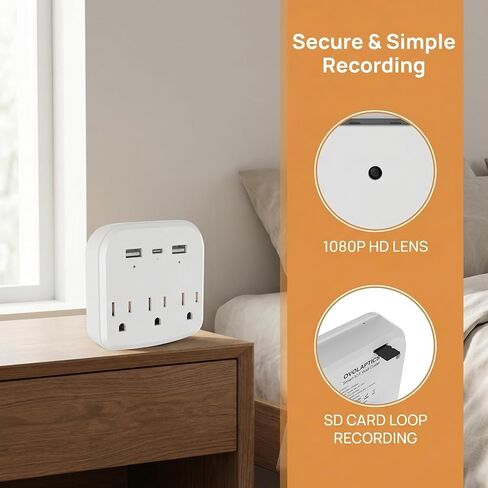 1080P Mini Hidden Wall Outlet Camera, Wireless WiFi Smart Home Monitor & Indoor Nanny Cam for Baby, Pet & Elderly Care, Plug-in Camera with Motion Detection, Real-Time View & Free Memory Card in Kuwait