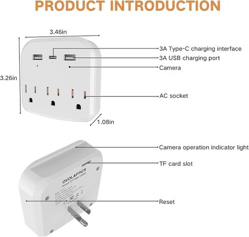 1080P Mini Hidden Wall Outlet Camera, Wireless WiFi Smart Home Monitor & Indoor Nanny Cam for Baby, Pet & Elderly Care, Plug-in Camera with Motion Detection, Real-Time View & Free Memory Card in Kuwait
