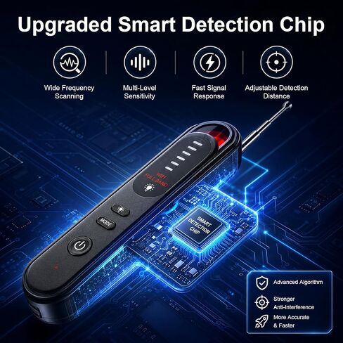 Hidden Camera Detector 6-in-1, Anti Spy Camera Finder with GPS Tracker Detection, RF Signal Scanner, Rechargeable Bug Detector for Hotel, Travel, Home, Office, Car Privacy Protection in Kuwait