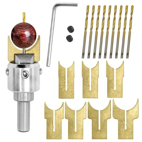 JONMON Wooden Bead Maker Drill Bit - 18Pcs 14-25mm Carbide Wood Ball Blade Milling Cutter Set Hardness Beading Router Drills Bits Woodworking Molding Tool Kit for DIY Jewelry Making in Kuwait