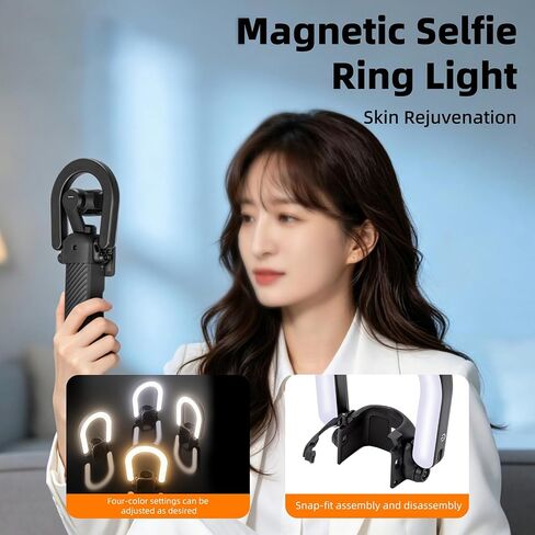 LED Ring Fill Light for DJI Osmo Pocket 4/3 Accessories, Rechargeable Mini LED Fill Light with Mount, 4 Color Mode/Brightness Adjustable for DJI Pocket 3/4 Selfie Vlogging Recording, 2700K-6500K in Kuwait