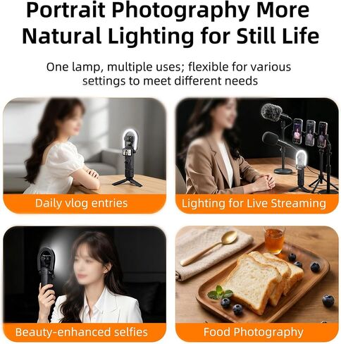 LED Ring Fill Light for DJI Osmo Pocket 4/3 Accessories, Rechargeable Mini LED Fill Light with Mount, 4 Color Mode/Brightness Adjustable for DJI Pocket 3/4 Selfie Vlogging Recording, 2700K-6500K in Kuwait