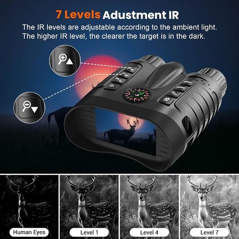 4K Night Vision Binoculars with Camera, 36MP Full Color Night Vision Goggles, 1314FT IR Night Vision, 3.2" Screen, Photo & 4K Video Recording for Bird Watching Camping Outdoor Exploration in Kuwait