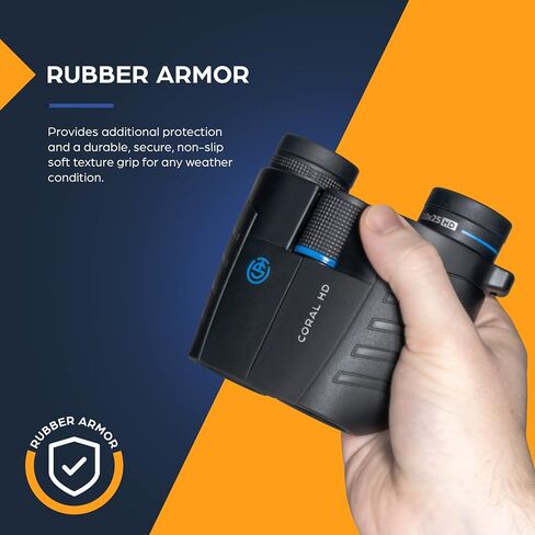 TSO Coral 10x25 Compact Binoculars with Eye Relief for Adults and Kids, Lightweight Rainproof Porro Prism Binoculars for Bird Watching, Hiking, Travel, Sightseeing, Sporting Events and Concerts in Kuwait