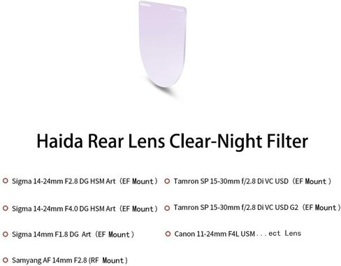 Haida Rear Lens ND Filter Multicoated Optical Glass Water and Oil Resistant Nano Coating (Rear Lens Clear-Night Filter-02) in Kuwait