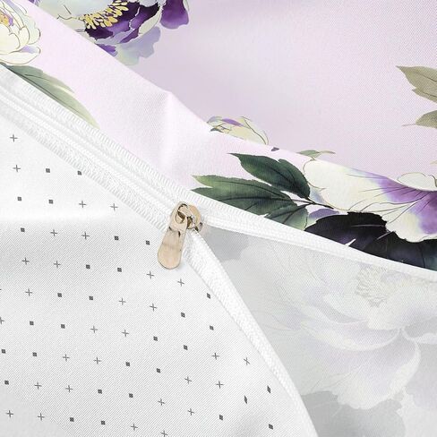Erosebridal Purple Peony Floral Toddler Bedding Set Spring Elegant Flower Duvet Cover Cute Flower Blossoms Comforter Cover for Kids Women Girls,Botanical Plant Flowers Bed Set in Kuwait